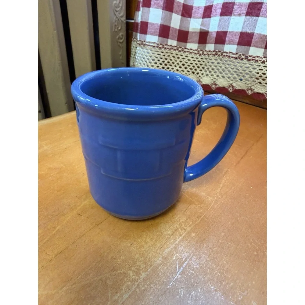 Longaberger Pottery Woven Traditions Ceramic Coffee 12oz Mug Cup Cornflower Blue